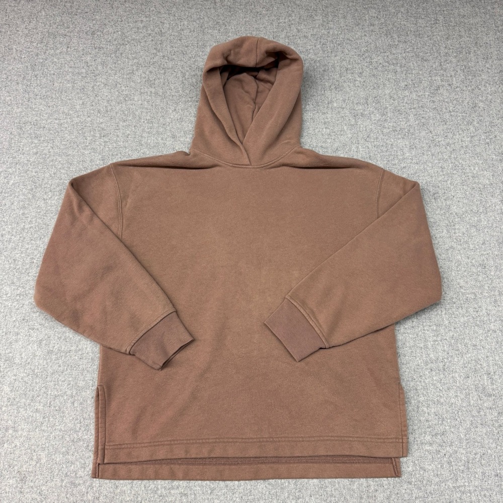 Uniqlo Hoodie Sweatshirt Size S Brown French Terry Side Slit Pullover Casual
